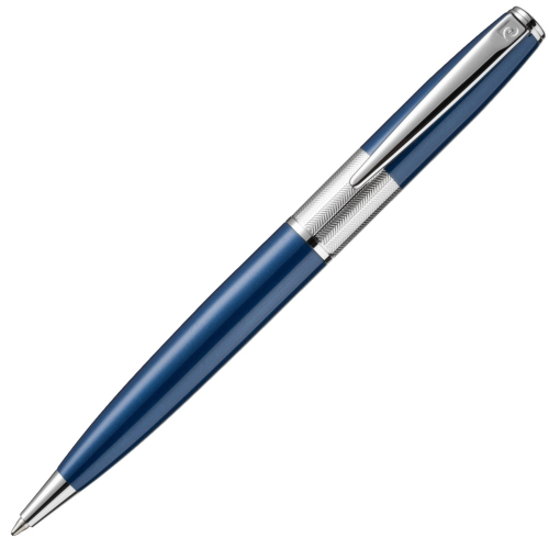 Pierre Cardin Rex-V Ballpoint Pen - Blue Chrome Trim (with LASER Engraving) - KSGILLS.com | The Writing Instruments Expert