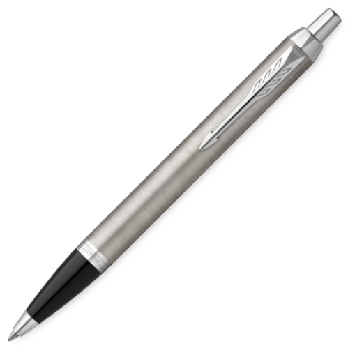 Parker IM Ballpoint Pen - Steel Chrome Trim Brushed Metal - Refill Black Medium (M) - KSGILLS.com | The Writing Instruments Expert