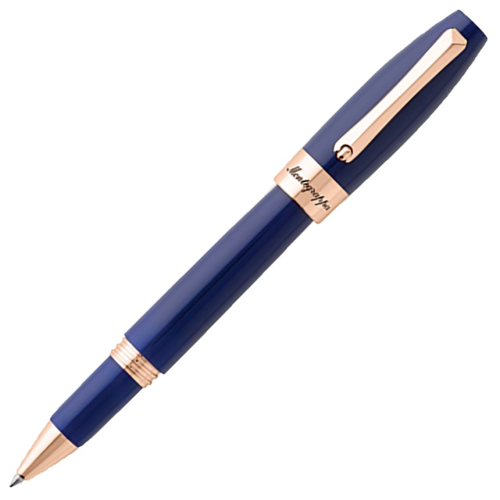 Montegrappa Fortuna Rollerball Pen - Blue Rose Gold Trim - KSGILLS.com | The Writing Instruments Expert