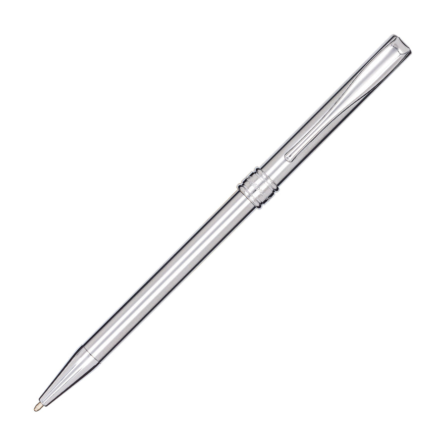 Aurora Magellano Ballpoint Pen - Brushed Steel Chrome Trim - KSGILLS.com | The Writing Instruments Expert