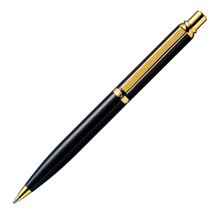 Alain Delon Retro Ballpoint Pen - Black Gold Trim (with LASER Engraving) - KSGILLS.com | The Writing Instruments Expert