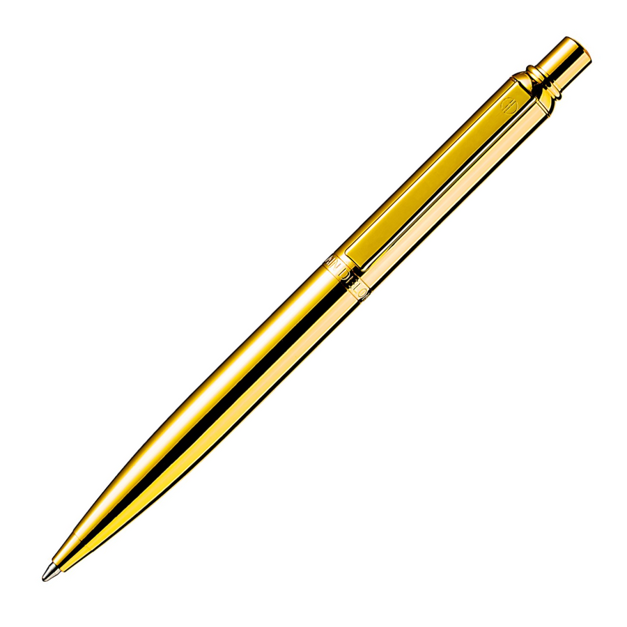 Alain Delon Retro Ballpoint Pen - Gold Shiny Gold Trim (with LASER Engraving) - KSGILLS.com | The Writing Instruments Expert