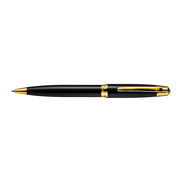 Alain Delon Deco Ballpoint Pen - Black Gold Trim (with LASER Engraving) - KSGILLS.com | The Writing Instruments Expert