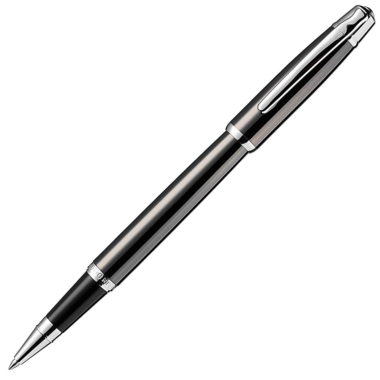 Alain Delon Deco Rollerball Pen - Grey Chrome Trim (Titanium) (with LASER Engraving) - KSGILLS.com | The Writing Instruments Expert
