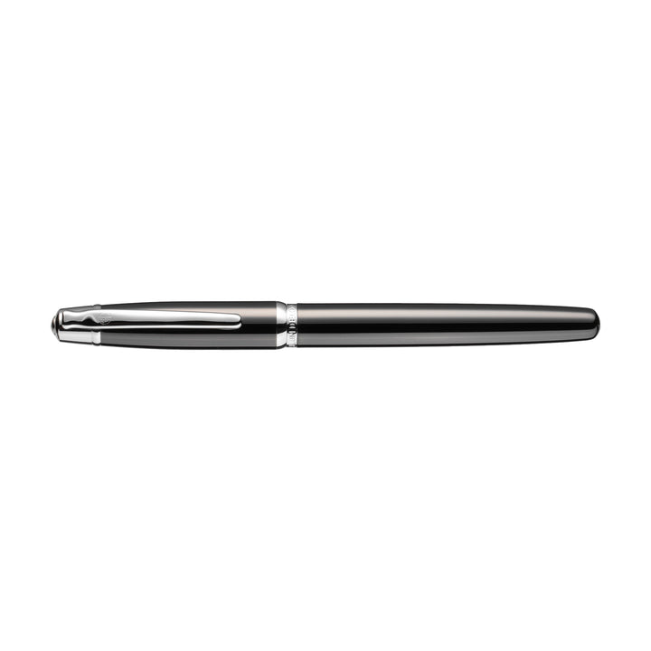 Alain Delon Deco Rollerball Pen - Grey Chrome Trim (Titanium) (with LASER Engraving) - KSGILLS.com | The Writing Instruments Expert
