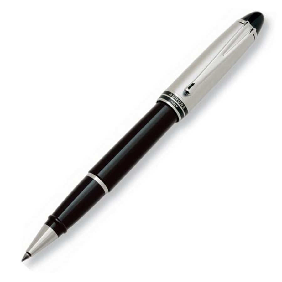 Aurora Ipsilon Rollerball Pen - Black Body Chrome Cap Chrome Trim - KSGILLS.com | The Writing Instruments Expert