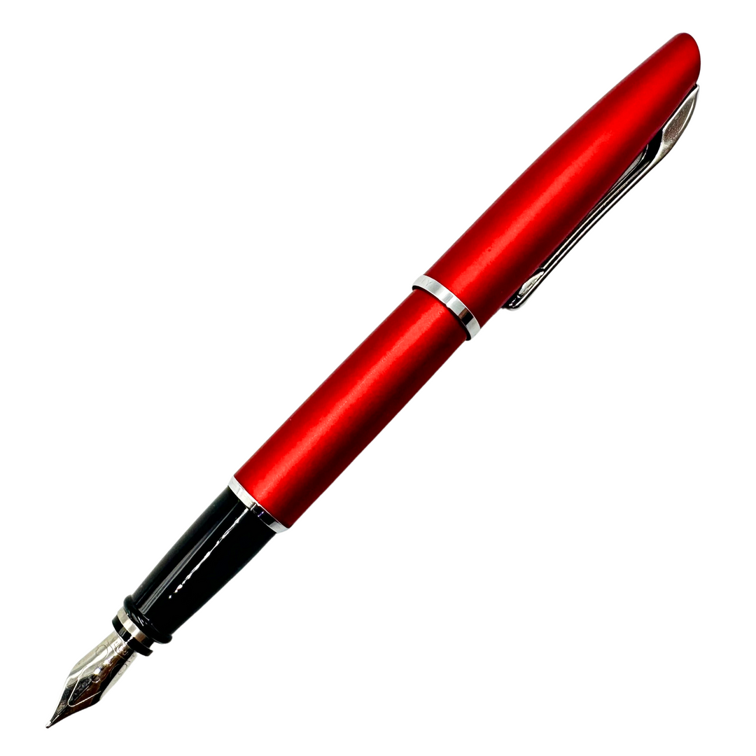 Aurora Style Fountain Pen - Matte Red Chrome Trim - KSGILLS.com | The Writing Instruments Expert