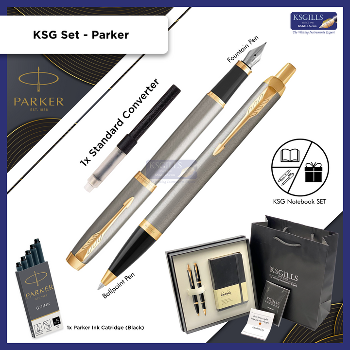 KSG set - Double Pen SET - Parker IM Fountain & Ballpoint Pen - [Various Colours] - KSGILLS.com | The Writing Instruments Expert