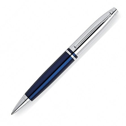 Cross Calais Ballpoint Pen - Chrome & Blue Lacquer - KSGILLS.com | The Writing Instruments Expert