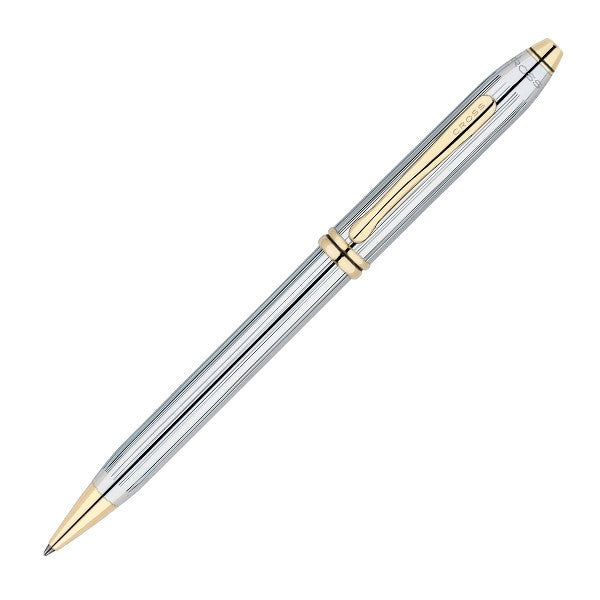 Cross Townsend Ballpoint Pen - Medalist Chrome Gold Trim - KSGILLS.com | The Writing Instruments Expert