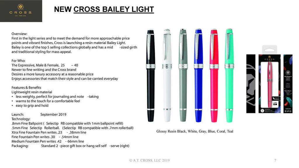 Cross Bailey Light Ballpoint Pen - Blue Chrome Trim Glossy Polished Resin - KSGILLS.com | The Writing Instruments Expert