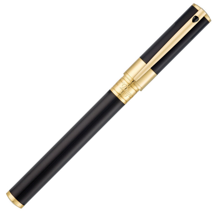 S.T. Dupont D-Initial Fountain Pen - Black Gold Trim - KSGILLS.com | The Writing Instruments Expert