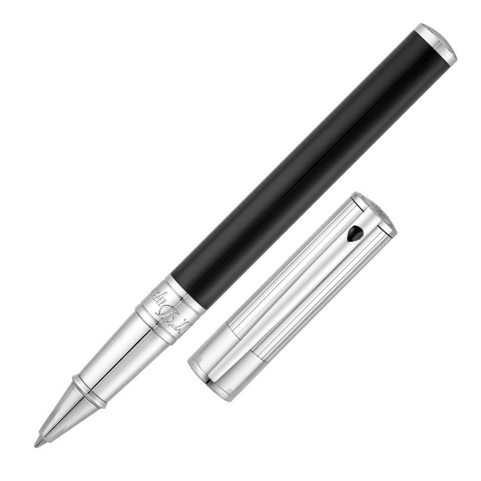 S.T. Dupont D-Initial Rollerball Pen - Black Body Chrome Cap Chrome Trim Goldsmith - KSGILLS.com | The Writing Instruments Expert