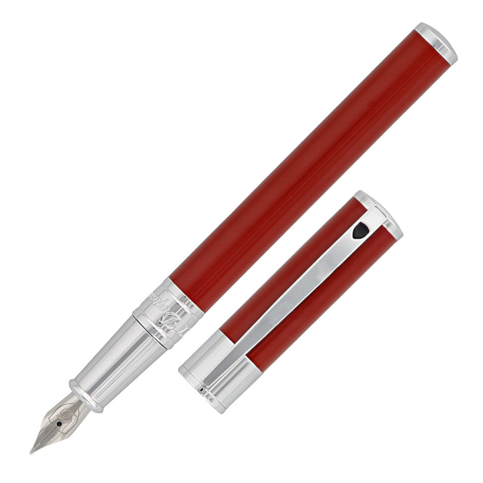 S.T. Dupont D-Initial Fountain Pen - Red Chrome Trim - KSGILLS.com | The Writing Instruments Expert