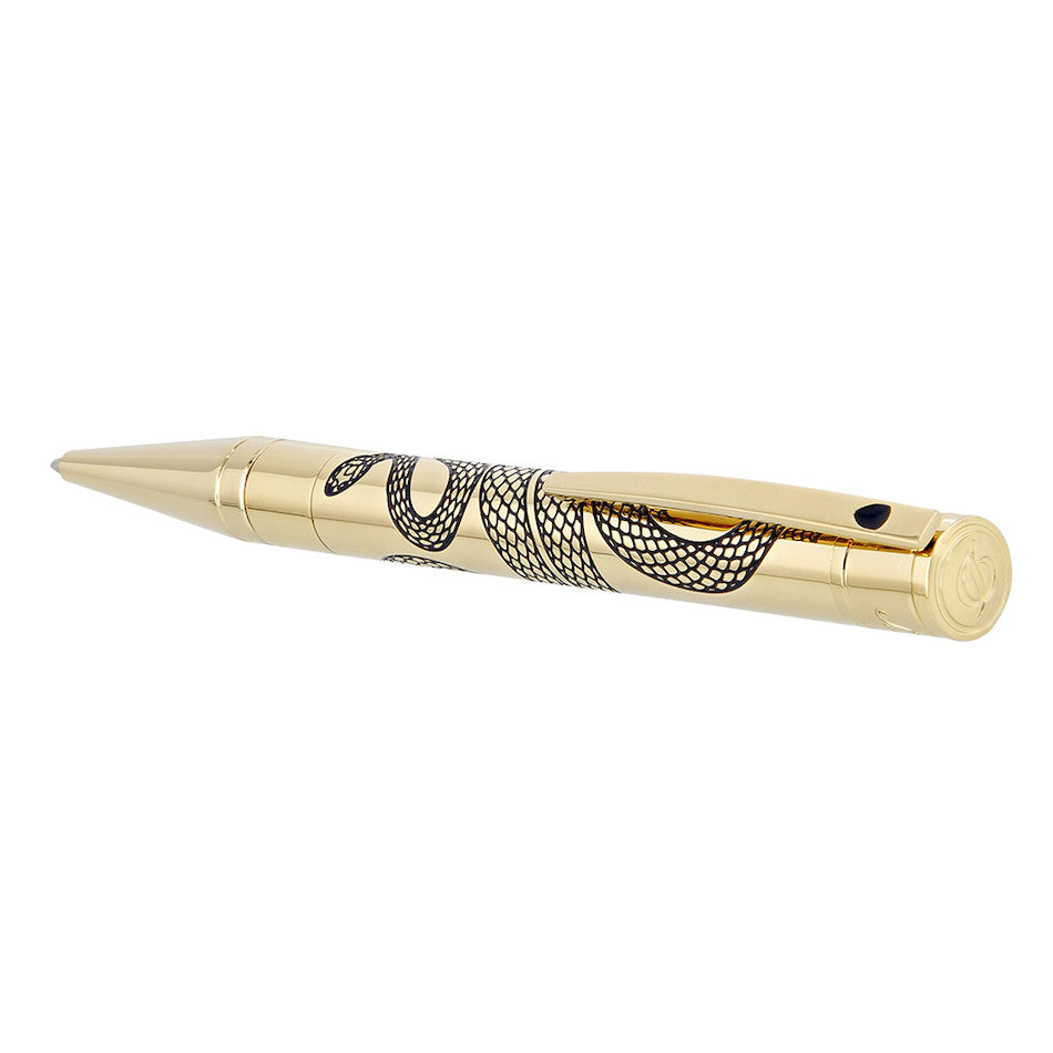 S.T. Dupont D-Initial Ballpoint Pen - Golden Lacquer Tattoo Snake - KSGILLS.com | The Writing Instruments Expert