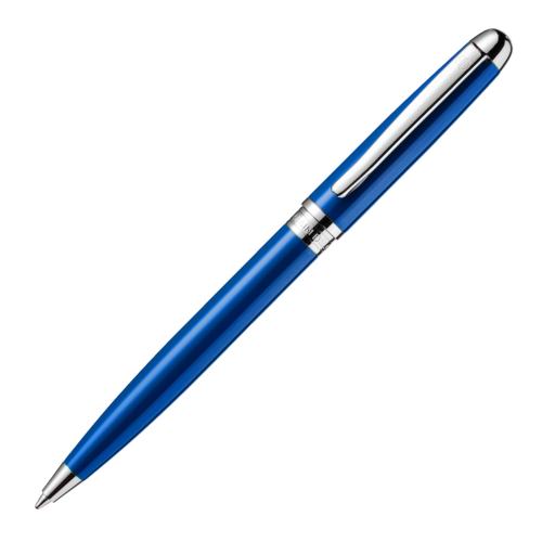 Alain Delon Mentor Ballpoint Pen - Blue Chrome Trim (with LASER Engraving) - KSGILLS.com | The Writing Instruments Expert