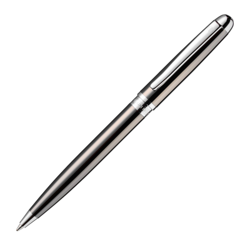 Alain Delon Mentor Ballpoint Pen - Grey Chrome Trim (Titanium) (with LASER Engraving) - KSGILLS.com | The Writing Instruments Expert