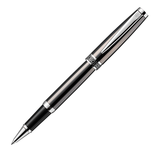 Alain Delon Florence Rollerball Pen - Grey Titanium Chrome Trim (with LASER Engraving) - KSGILLS.com | The Writing Instruments Expert