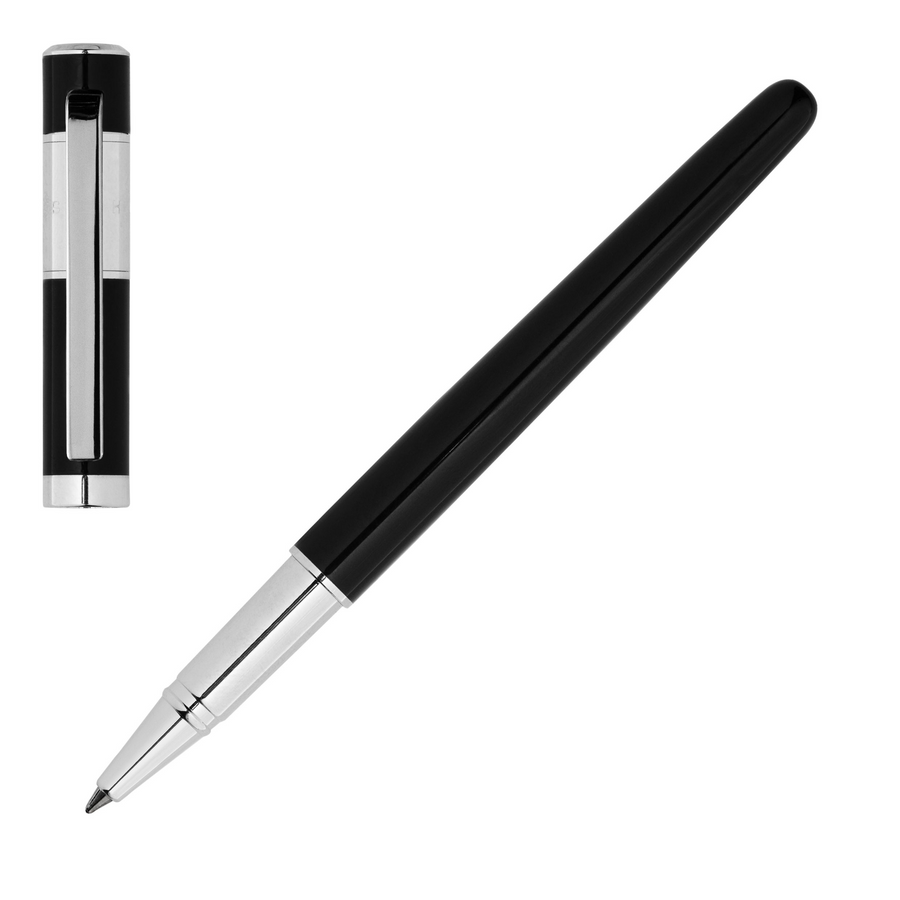 Hugo Boss Ribbon Classic Rollerball Pen - Black Chrome Trim (Slim) - KSGILLS.com | The Writing Instruments Expert