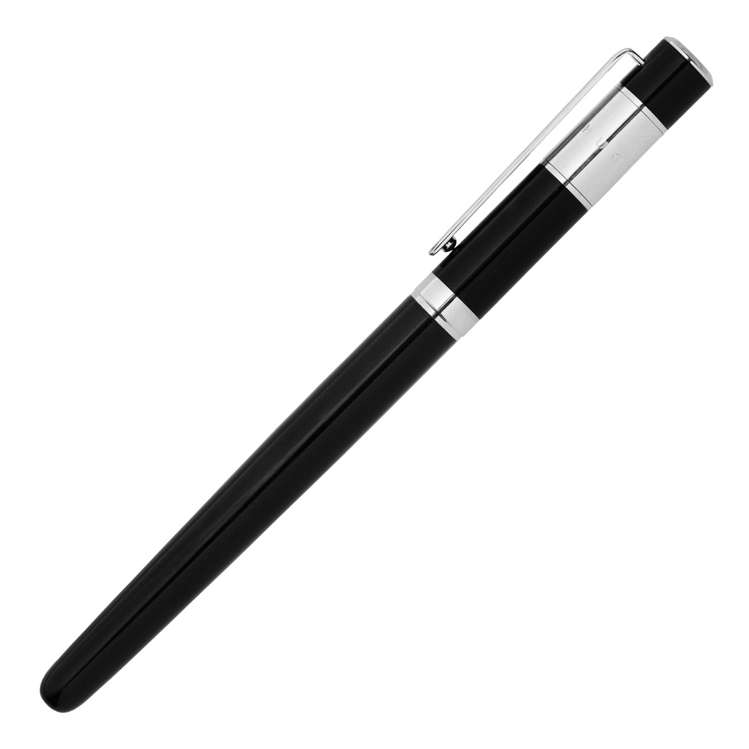 Hugo Boss Ribbon Classic Rollerball Pen - Black Chrome Trim (Slim) - KSGILLS.com | The Writing Instruments Expert
