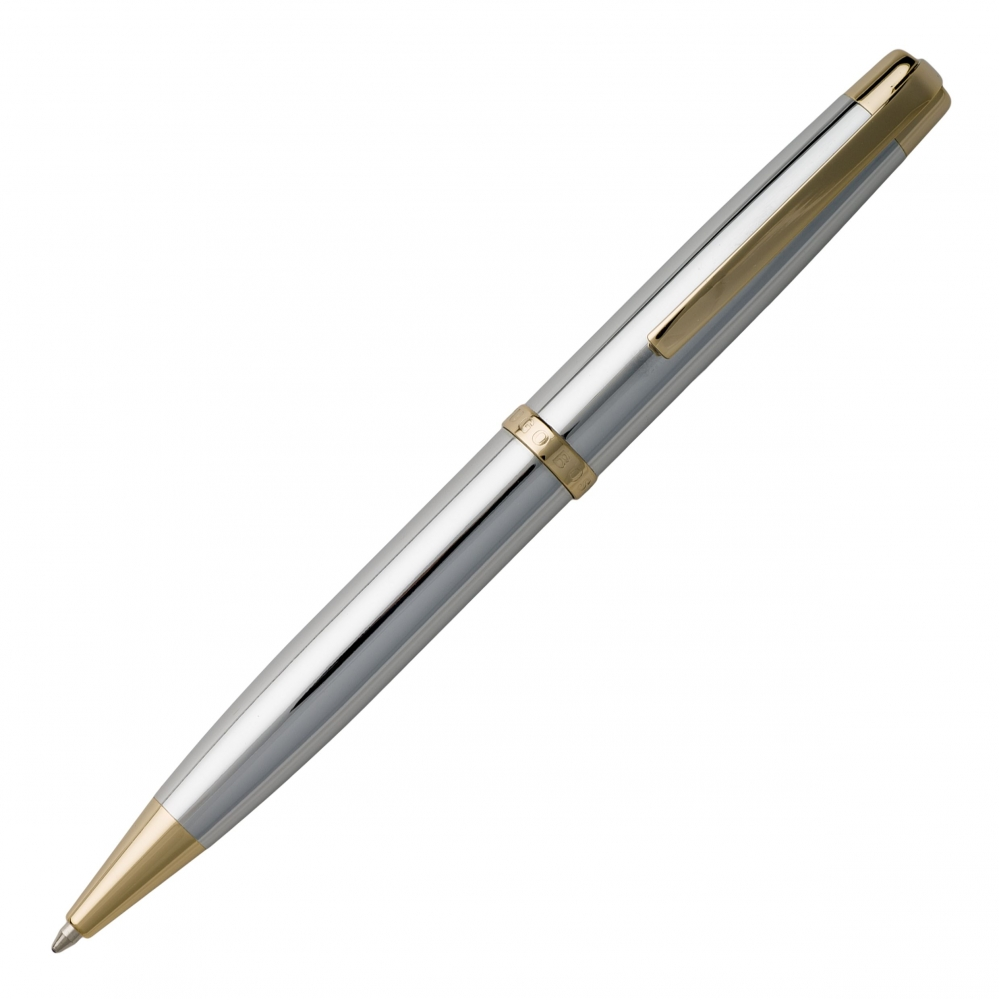 Hugo Boss Diverse Chrome Gold Ballpoint Pen - KSGILLS.com | The Writing Instruments Expert
