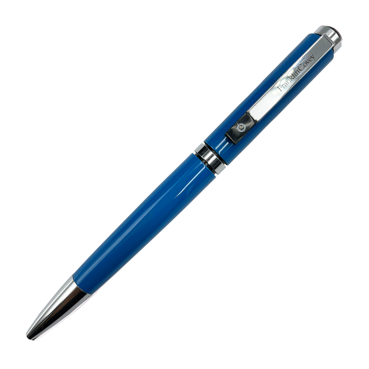 Franklin Covey Portland Ballpoint Pen - Blue Chrome Trim - KSGILLS.com | The Writing Instruments Expert