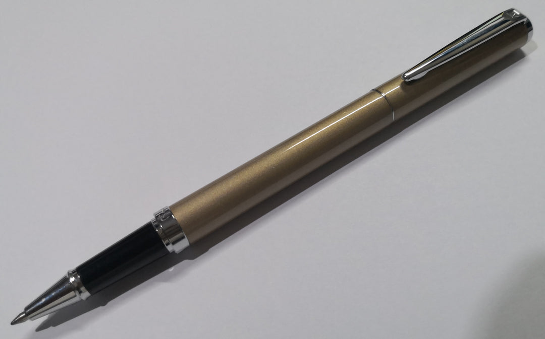 Pierre Cardin Aurora Rollerball Pen - Macchiato Brown Light Chrome Trim (with LASER Engraving) - KSGILLS.com | The Writing Instruments Expert