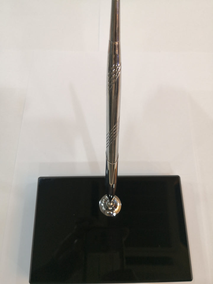 KENTZAI Desk Pen Stand - Full Black Shinny RESIN Gold Trim (SINGLE Pen) - FULL GOLD Trim ROLLERBALL - Signing Ceremony Set - KSGILLS.com | The Writing Instruments Expert