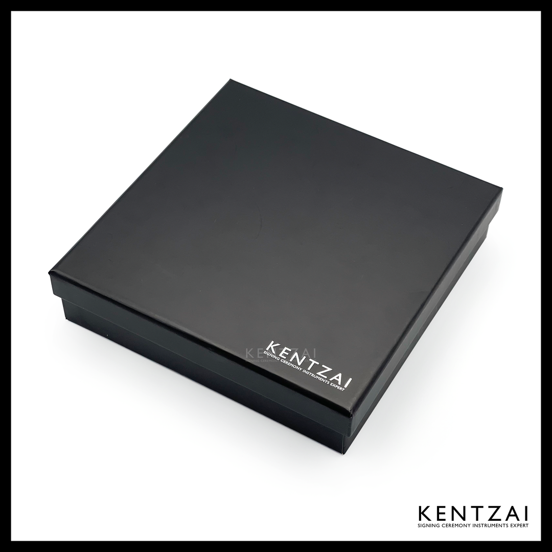 KENTZAI Desk Pen Stand - Black MARBLE Marquina Gold Trim - (SINGLE Pen) - ROLLERBALL - Signing Ceremony Set - KSGILLS.com | The Writing Instruments Expert