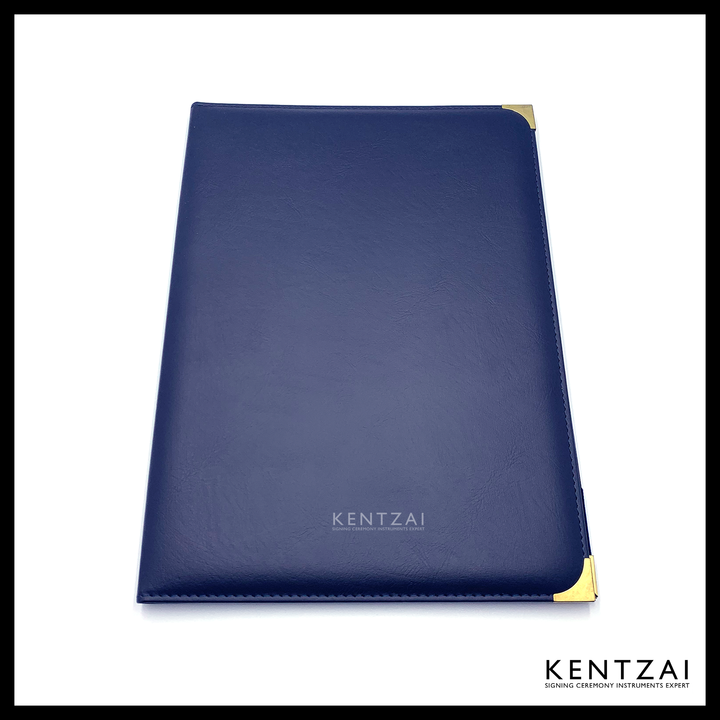 KENTZAI Signing Ceremony Document Folder STANDARD PU Leather (Shiny Cover) - Dark-Blue - KSGILLS.com | The Writing Instruments Expert