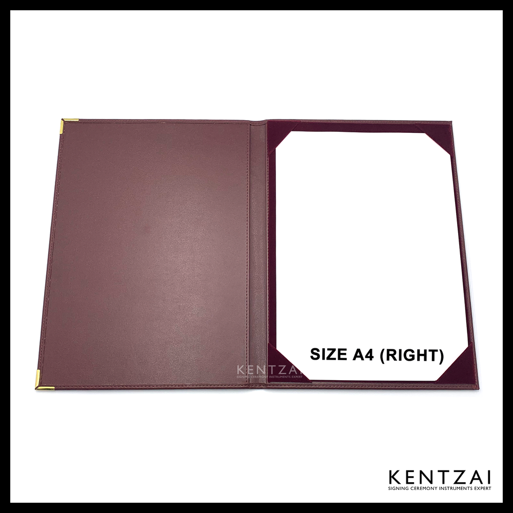 KENTZAI Signing Ceremony Document Folder STANDARD PU Leather (Shiny Cover) - Maroon - KSGILLS.com | The Writing Instruments Expert