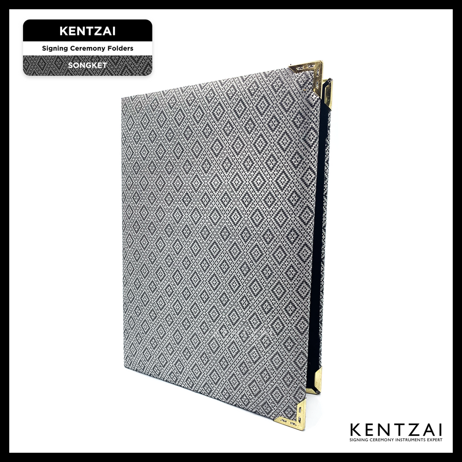 KENTZAI Signing Ceremony Document Folder SONGKET Cloth - Black - KSGILLS.com | The Writing Instruments Expert