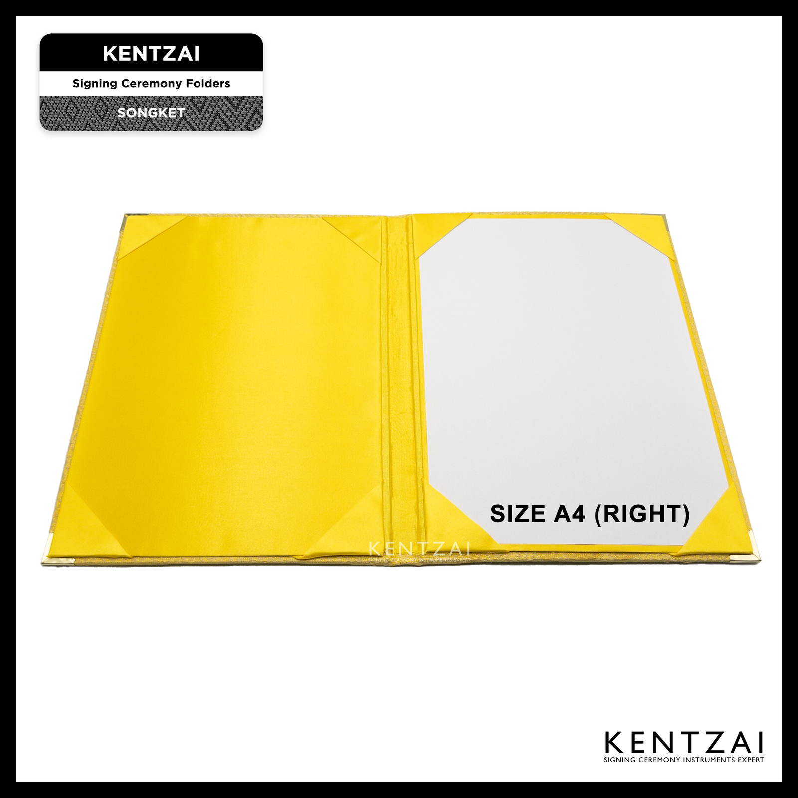KENTZAI Signing Ceremony Document Folder SONGKET Cloth - Royal Yellow Gold - KSGILLS.com | The Writing Instruments Expert