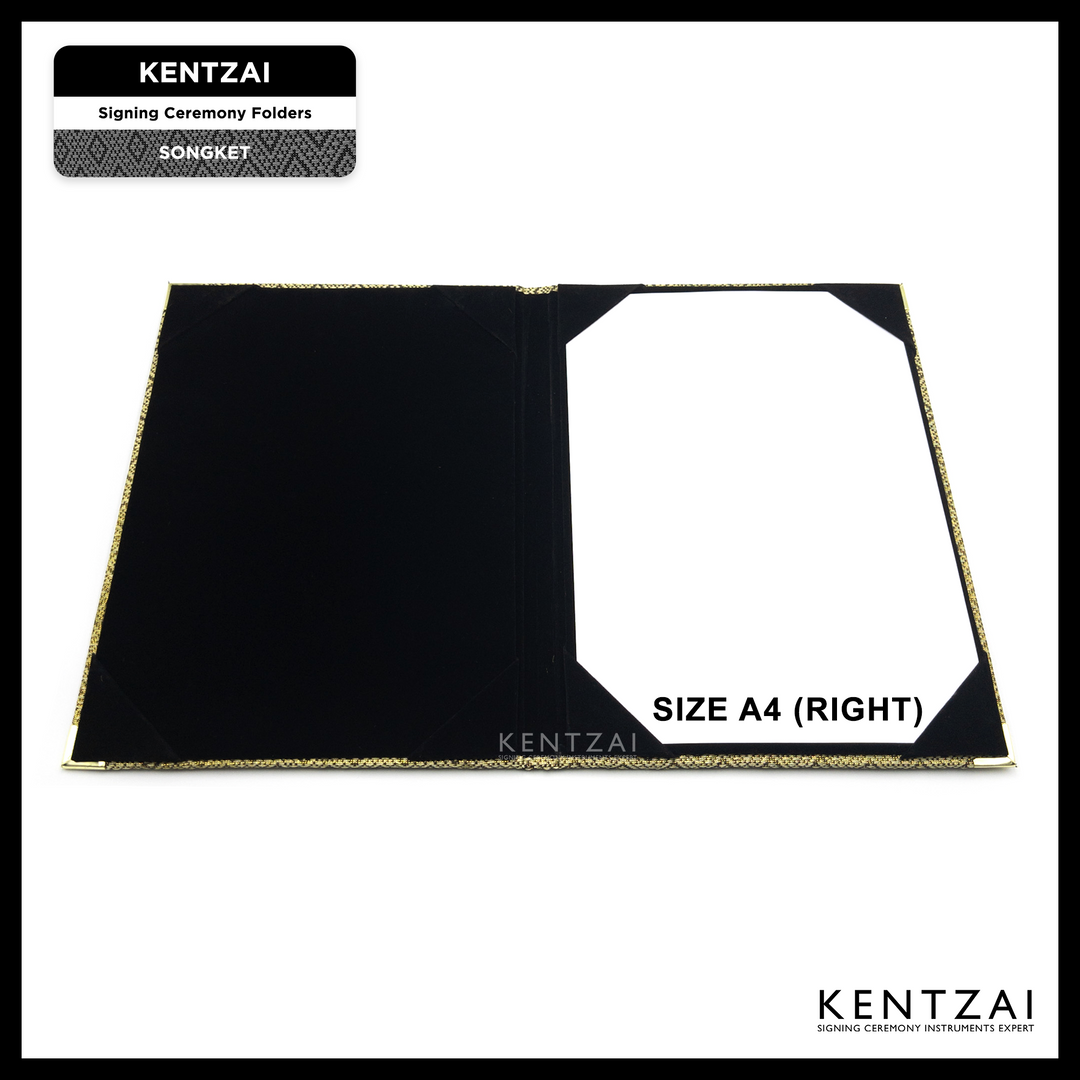 KENTZAI Signing Ceremony Document Folder SONGKET Cloth - Green Gold - KSGILLS.com | The Writing Instruments Expert