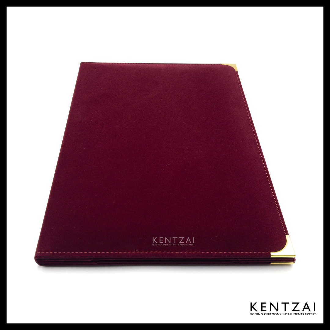 KENTZAI Signing Ceremony Document Folder STANDARD Velvet - Maroon - KSGILLS.com | The Writing Instruments Expert
