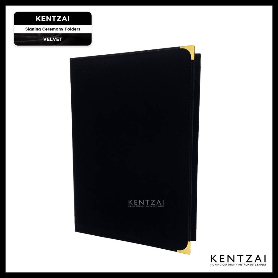 KENTZAI Signing Ceremony Document Folder STANDARD Velvet - Black - KSGILLS.com | The Writing Instruments Expert