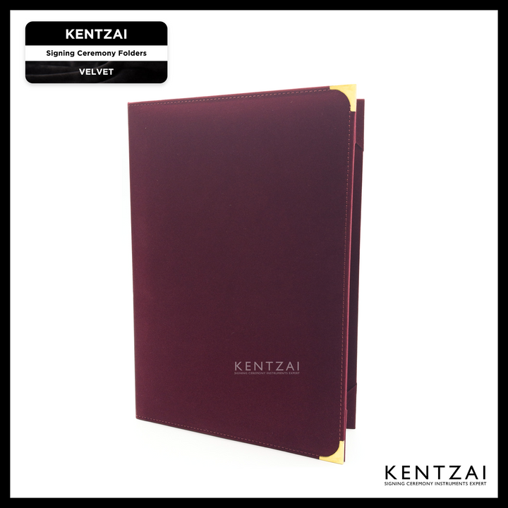 KENTZAI Signing Ceremony Document Folder STANDARD Velvet - Maroon - KSGILLS.com | The Writing Instruments Expert