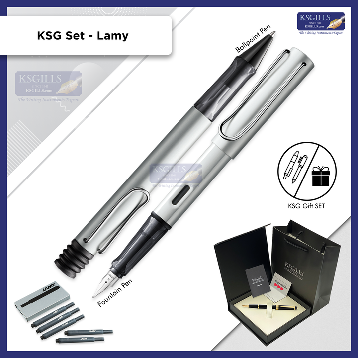KSG set - Lamy Al-Star SET Fountain & Ballpoint Pen Set - White Silver - KSGILLS.com | The Writing Instruments Expert