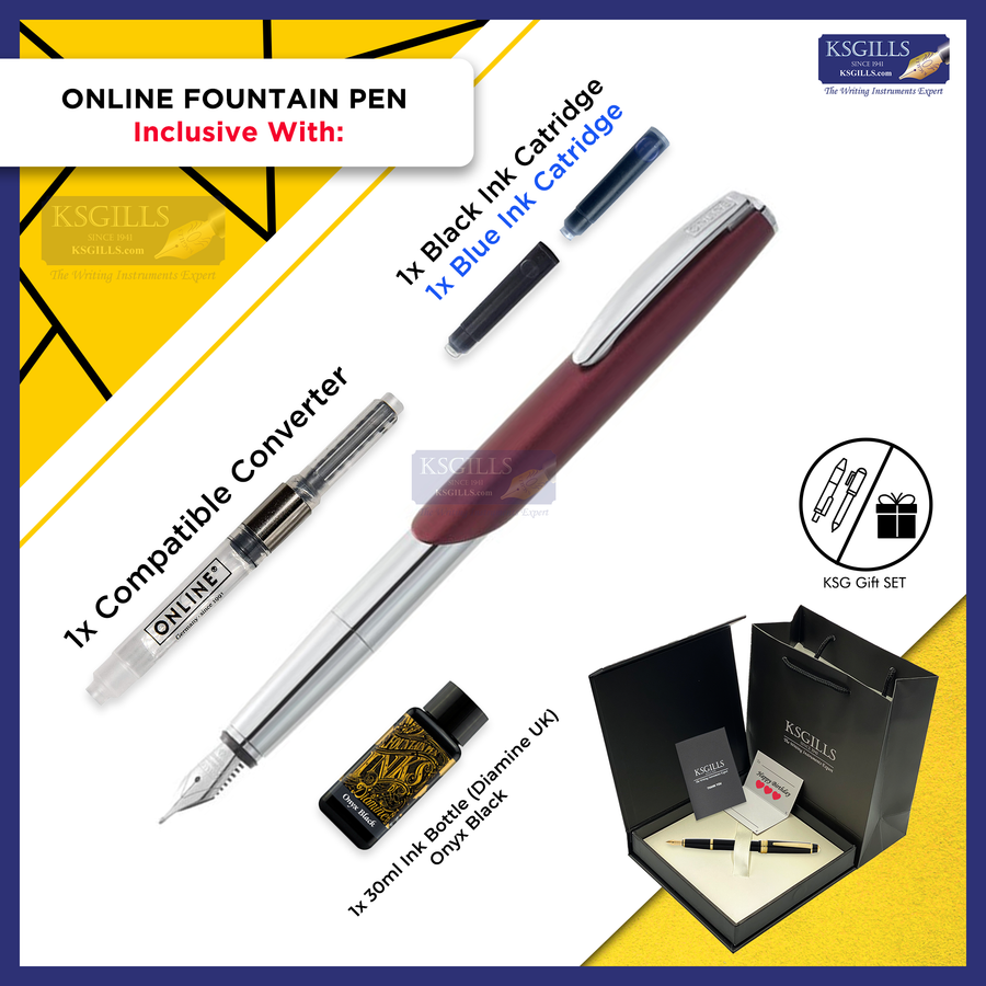 Online Icone Fountain Pen SET - Aubergine Purple (with Stylus) - KSGILLS.com | The Writing Instruments Expert