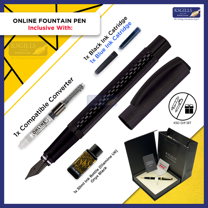 ONLINE Vision Carbon Fountain Pen SET - Black Carbon Fibre - KSGILLS.com | The Writing Instruments Expert