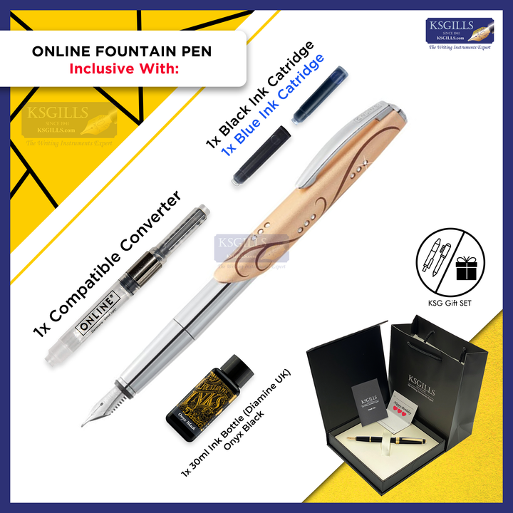 Online Sinfonie Fountain Pen SET - Crystal Champagne Gold (with SWAROVSKI) - KSGILLS.com | The Writing Instruments Expert