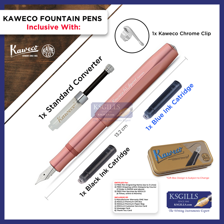 KSG set - Kaweco AL Sport Rose Gold Fountain Pen - KSGILLS.com | The Writing Instruments Expert