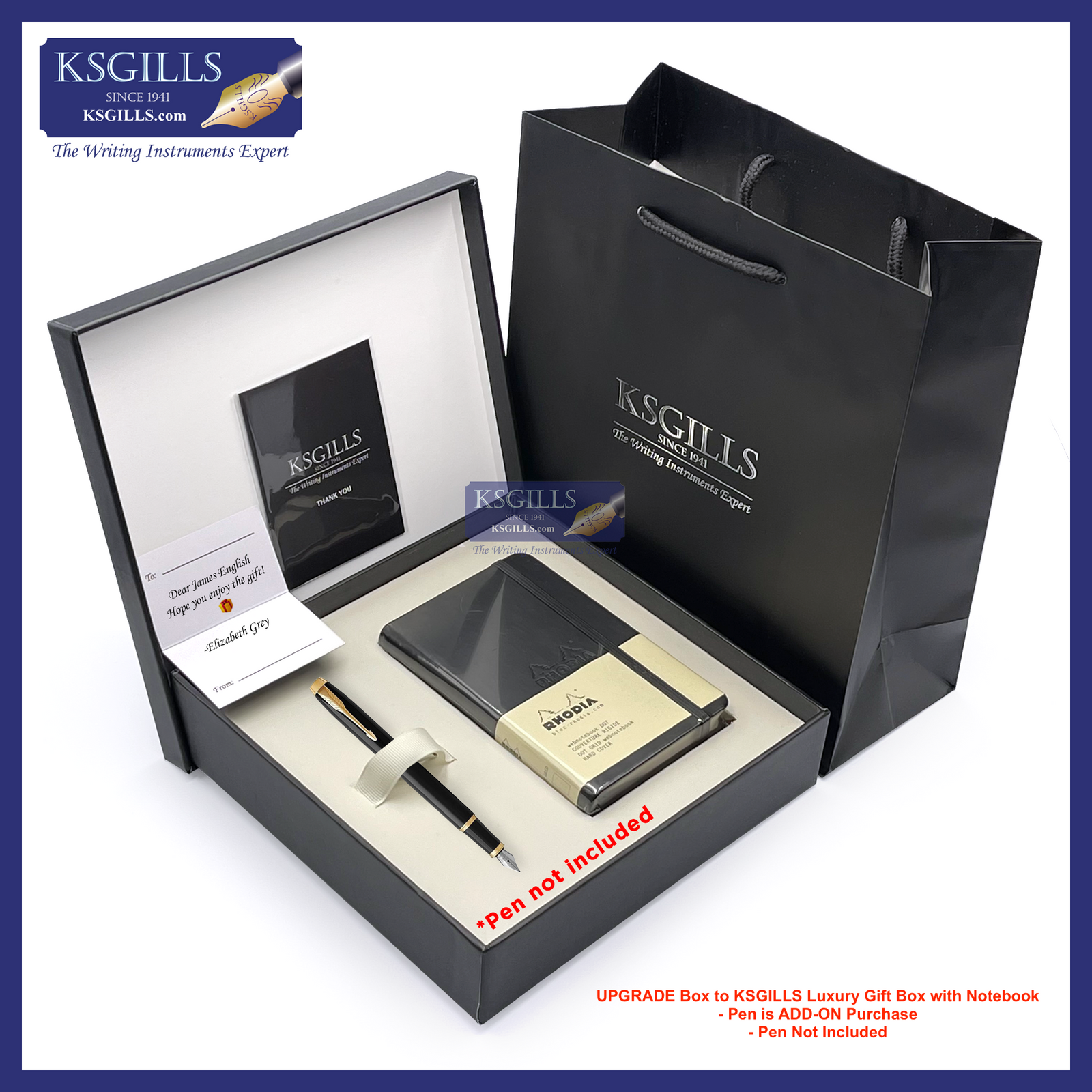 UPGRADE Package to KSG Notebook SET (RHODIA A6) with KSGILLS Luxury Gift Box (BIG) Special Hardcover (Square) - KSGILLS.com | The Writing Instruments Expert