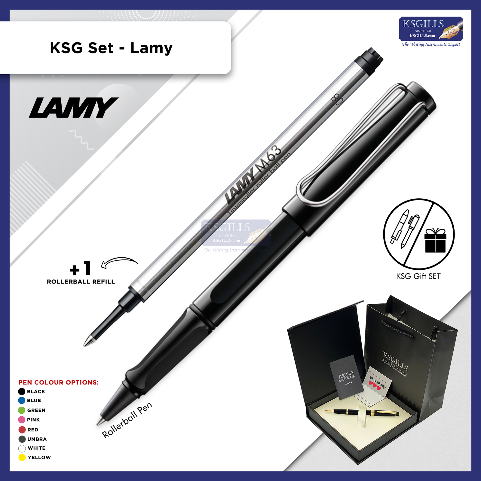 KSG set - Single Pen SET - Lamy Safari Rollerball Pen [Various Colours] - KSGILLS.com | The Writing Instruments Expert
