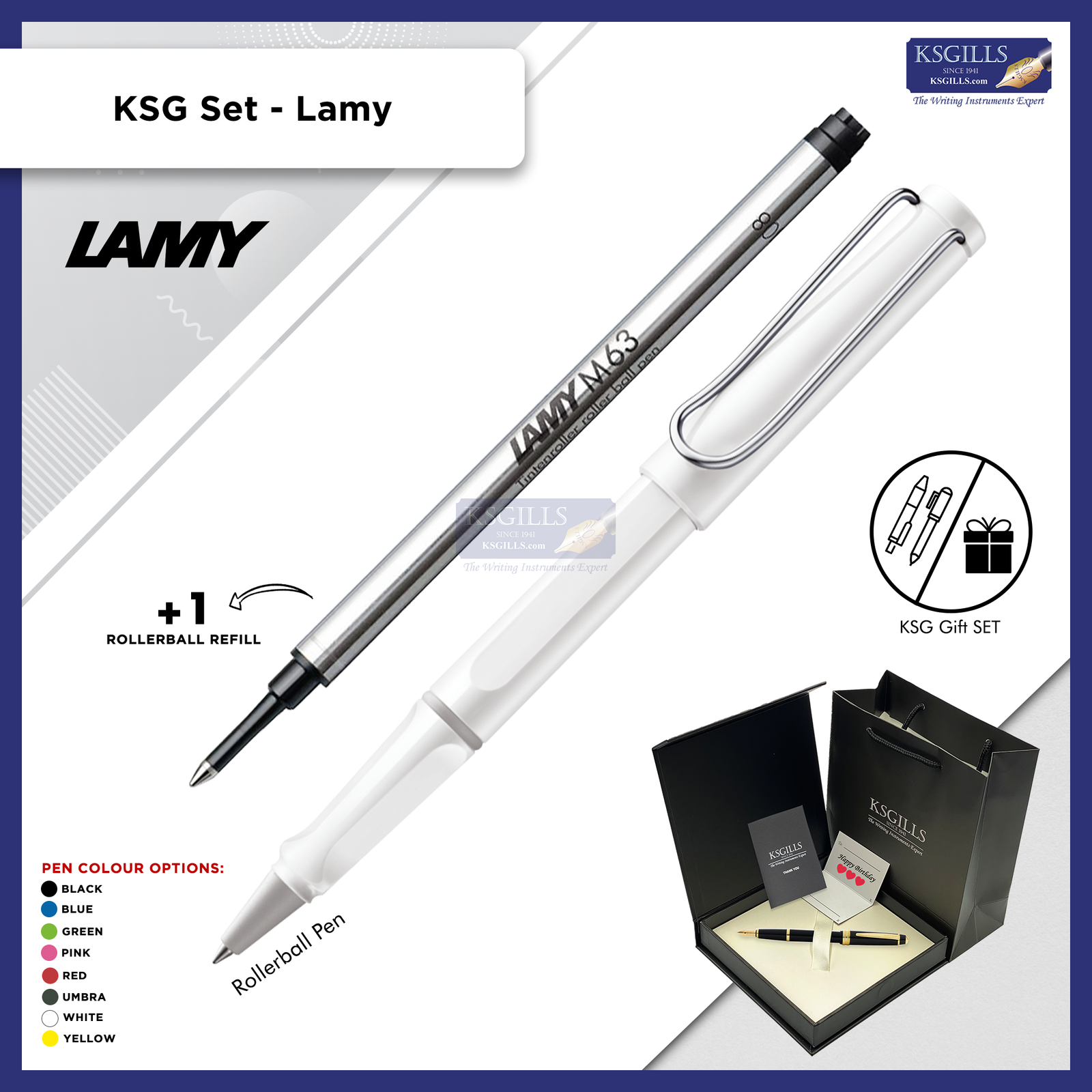 KSG set - Single Pen SET - Lamy Safari Rollerball Pen [Various Colours] - KSGILLS.com | The Writing Instruments Expert