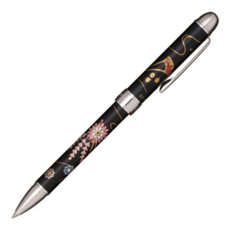 Sailor Profit 3 Multifunction Pen - Yubi Maki-e Kanzashi Black Chrome Trim (2+1) - KSGILLS.com | The Writing Instruments Expert