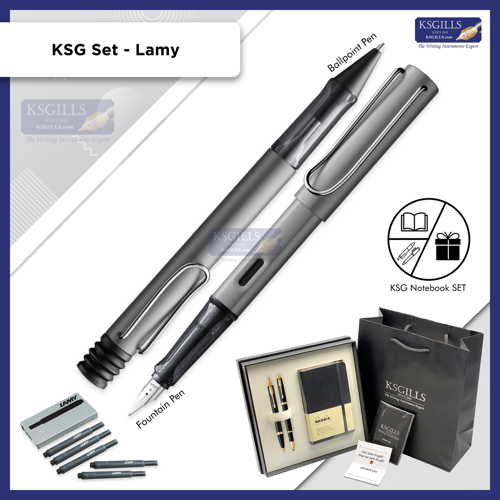 KSG set - Lamy Al-Star SET Fountain & Ballpoint Pen Set - Graphite Grey - KSGILLS.com | The Writing Instruments Expert