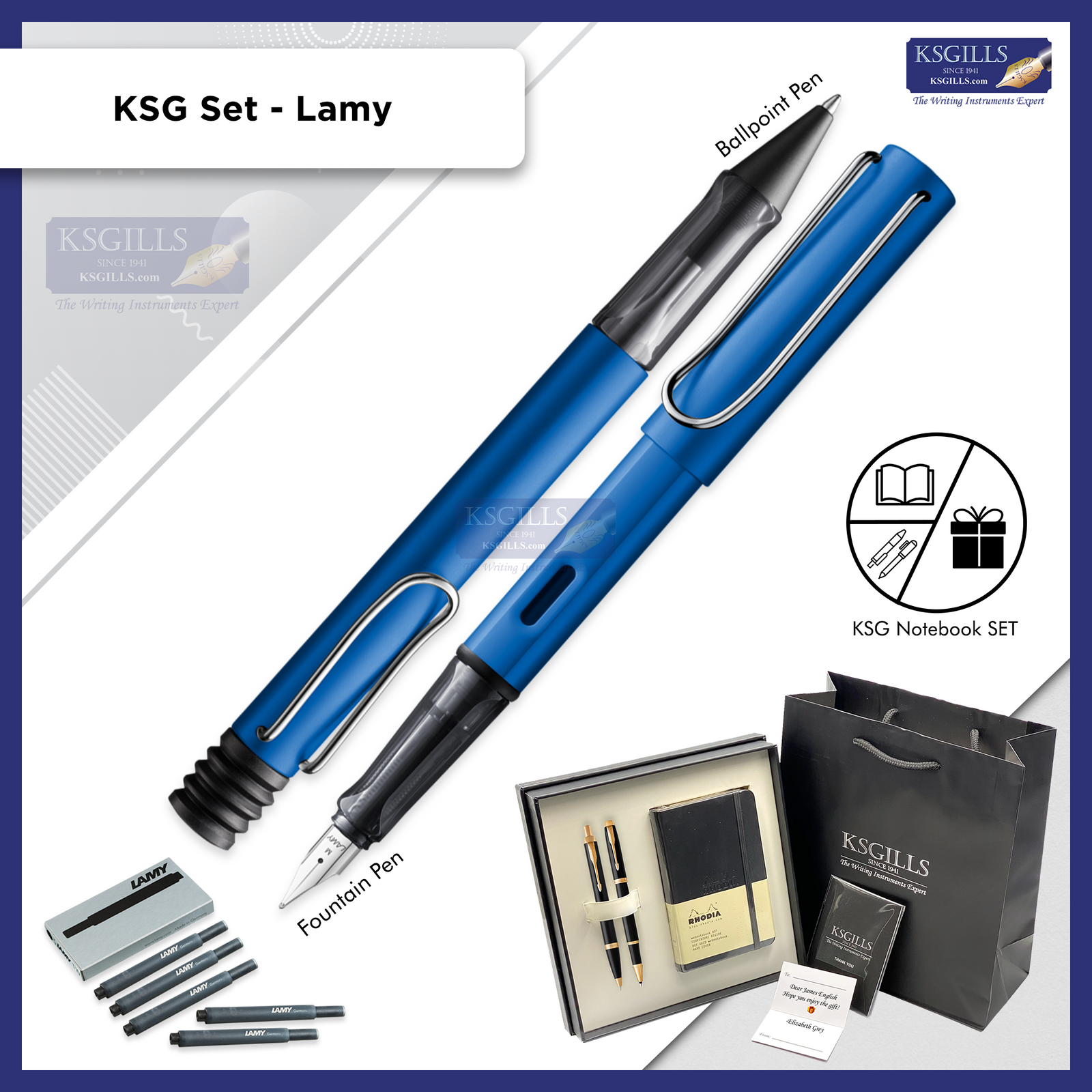 KSG set - Lamy Al-Star SET Fountain & Ballpoint Pen Set - Ocean Blue - KSGILLS.com | The Writing Instruments Expert