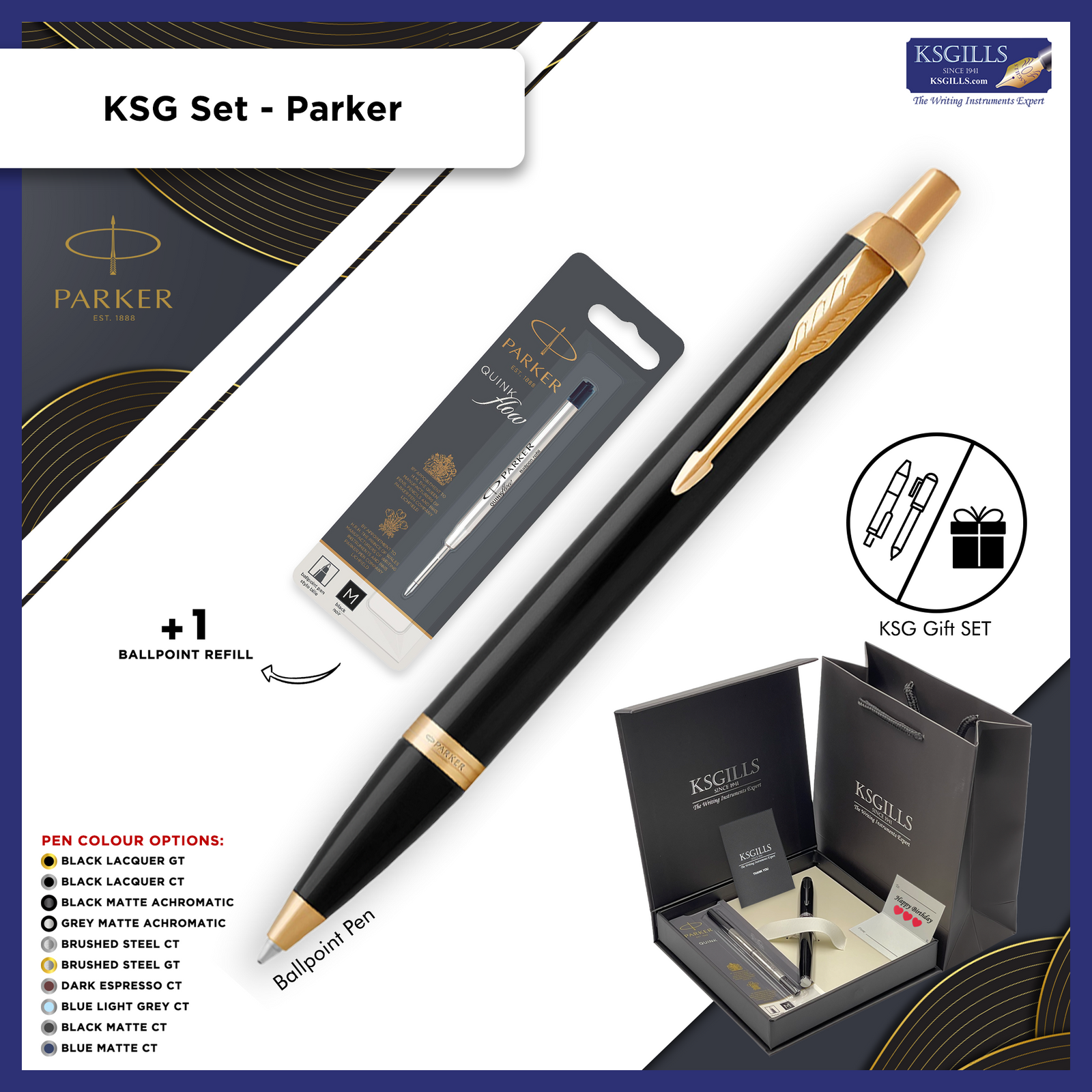 KSG set - Single Pen SET - Parker IM Ballpoint Pen [Various Colours] with Additional Ballpoint Refill - KSGILLS.com | The Writing Instruments Expert