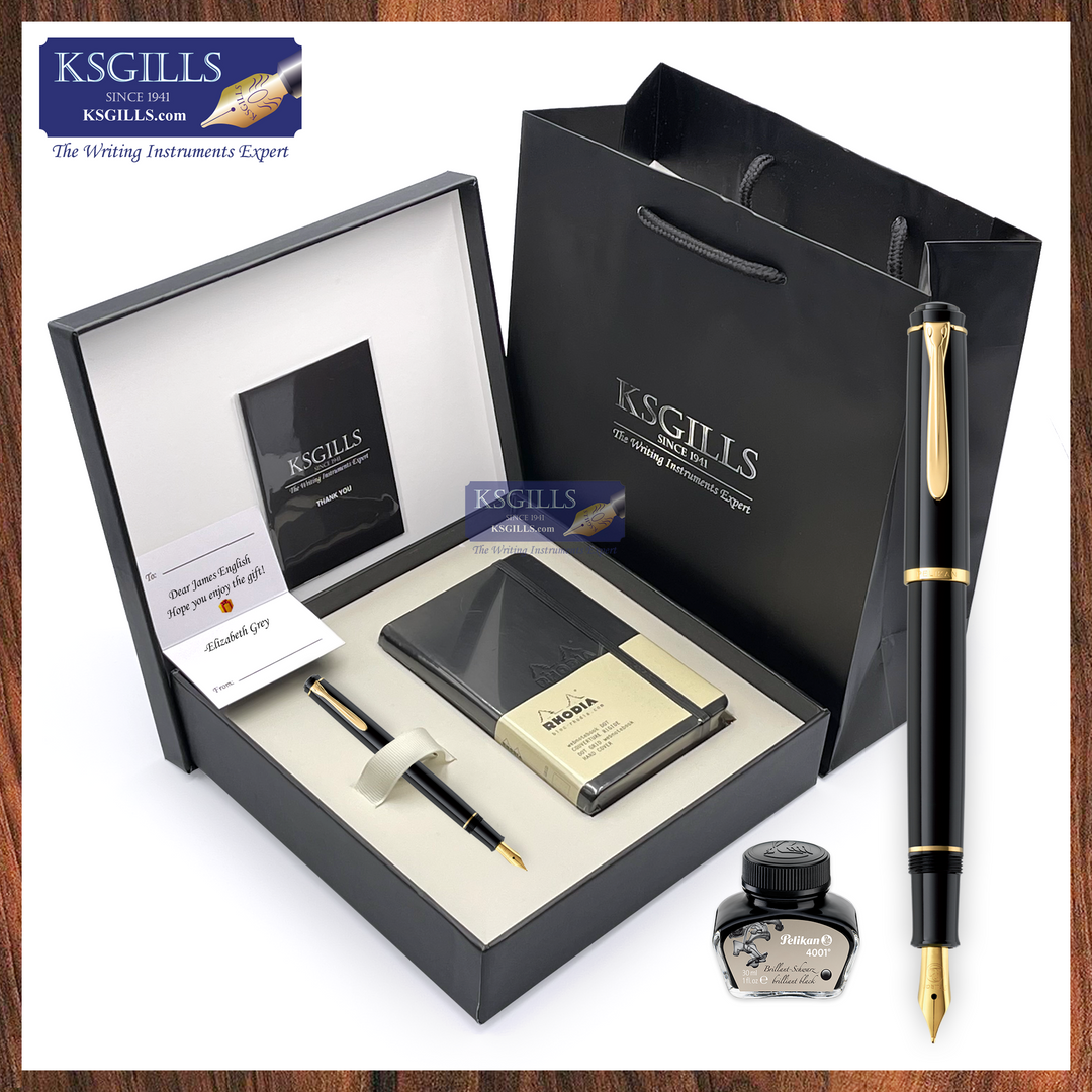 KSG set - Notebook SET & Single Pen (Pelikan Classic P200 Fountain Pen - Black Gold Trim) with RHODIA A6 Notebook - KSGILLS.com | The Writing Instruments Expert